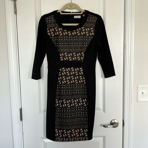 Black dress with tan print detail